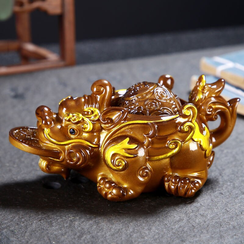Te Pet Ornament Rolling Water Spray Big Pixiu Tea Ceremony Tea Play Accessories Transfer Color Changing Tea Set Tea Tray