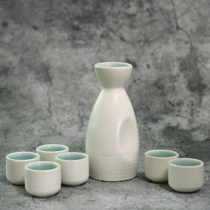 Flachmänner im japanischen Stil, Vintage-Keramik-Sake-Pot-Becher-Set, für Zuhause, Küche, Büro, Flagon-Likörbecher