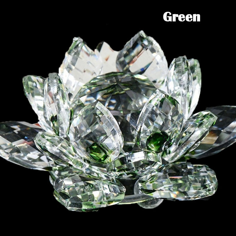 80 מ"מ גבישי קוורץ לוטוס מלאכה פרחים זכוכית זכוכית פנגשוי קישוט