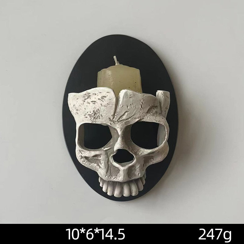 Halloween Skeleton Candle Holder Home Skeleton Candlestick Holder Resin Wall Hanging Ornament Desktop Loket Ruang Tamu