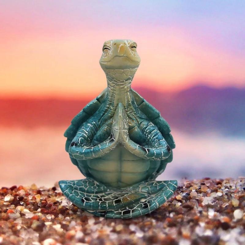 Tortuga marina Figura tranquila Meditando la estatua de tortuga marina Decoraciones para el buda del jardín de la rana del yoga del buda adorno del jardín para