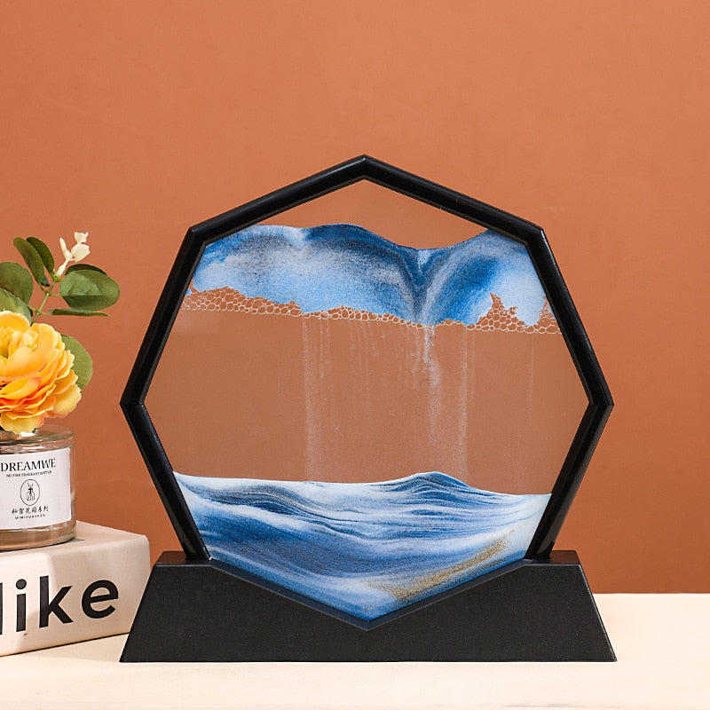 3D pohyblivá písek Art obrázek kulatý pohybující přesýpací hodiny 3d horská pískovka Motion Displej plynoucí písek malba domácí dekor dárky