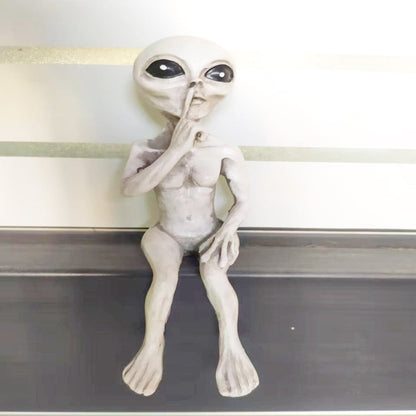 Żywica obca posąg kosmitów UFO Rzeźba figurka na zewnątrz Domowe dekoracje ogrodowe Halloween Ozdoby podwórz Miniatury na zewnątrz