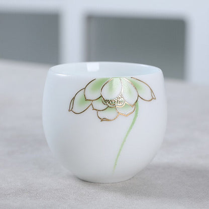 1pcs tea cups pu er tea tools kungfu tea cup gift drink tea tool ceramic White jade porcelain