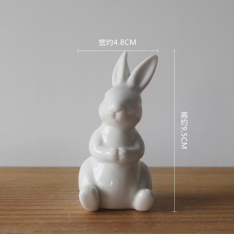 Keramisk söt Pure White Rabbit Figures Porslinbord Hemdekoration Kina gåva Modern Staty Handgjorda möbler DHYY05