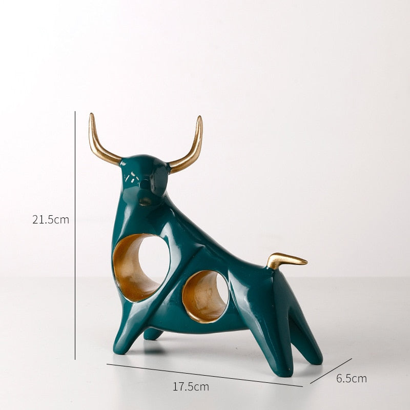 Statue de bétail en forme de bœuf, décoration de maison, salon, Sculpture de taureau, vin, meuble TV, ornement artisanal, Figurine animale abstraite 