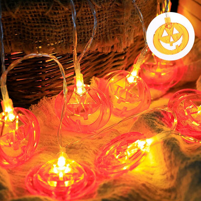 1,5 m Halloween LED -skalle -lampor String Bat Tombstone Ghost Pumpkin Ornament Tree Halloween Decoration for Home Diy Party Decor