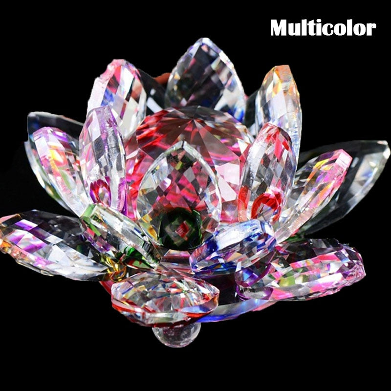 80 מ"מ גבישי קוורץ לוטוס מלאכה פרחים זכוכית זכוכית פנגשוי קישוט