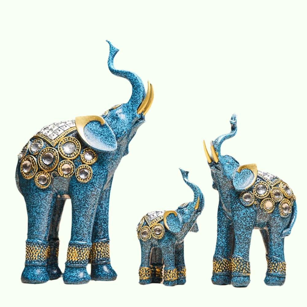 Goldener Elefant, Wohnzimmerdekoration, Elefantenstatue, Kunstharzskulptur, afrikanische Dekoration, Heimdekoration, Feng Shui-Dekoration, Bürodekoration 