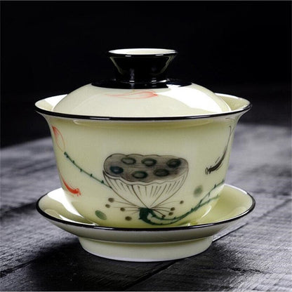 150 ml Kreatywne chińskie malarstwo krajobrazowe gajwan herbatę ceramiczne zestawy herbaciarni