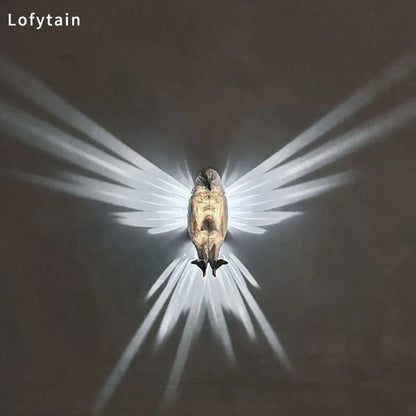 Lofytain LED Hewan Proyeksi Lampu Burung Hantu Lion Eagle Night Light Wall Wall Sconce Studi ornamen Dekorasi Kamar Tidur