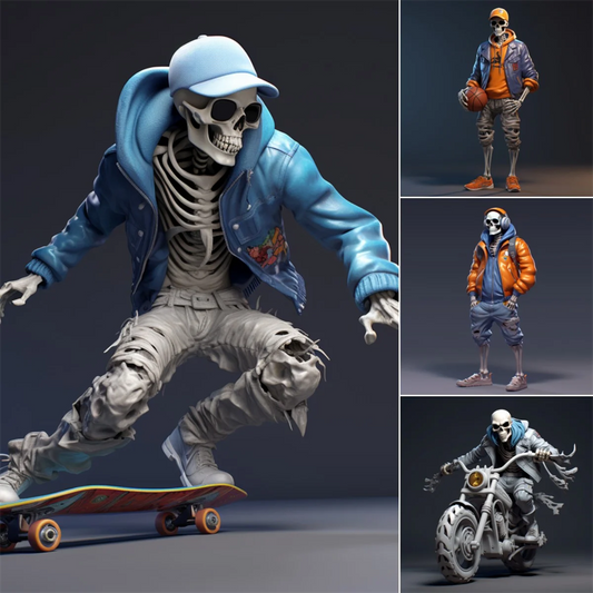 Figurines de squelette Cool, série de sport, crâne, artisanat en résine, décoration d'halloween