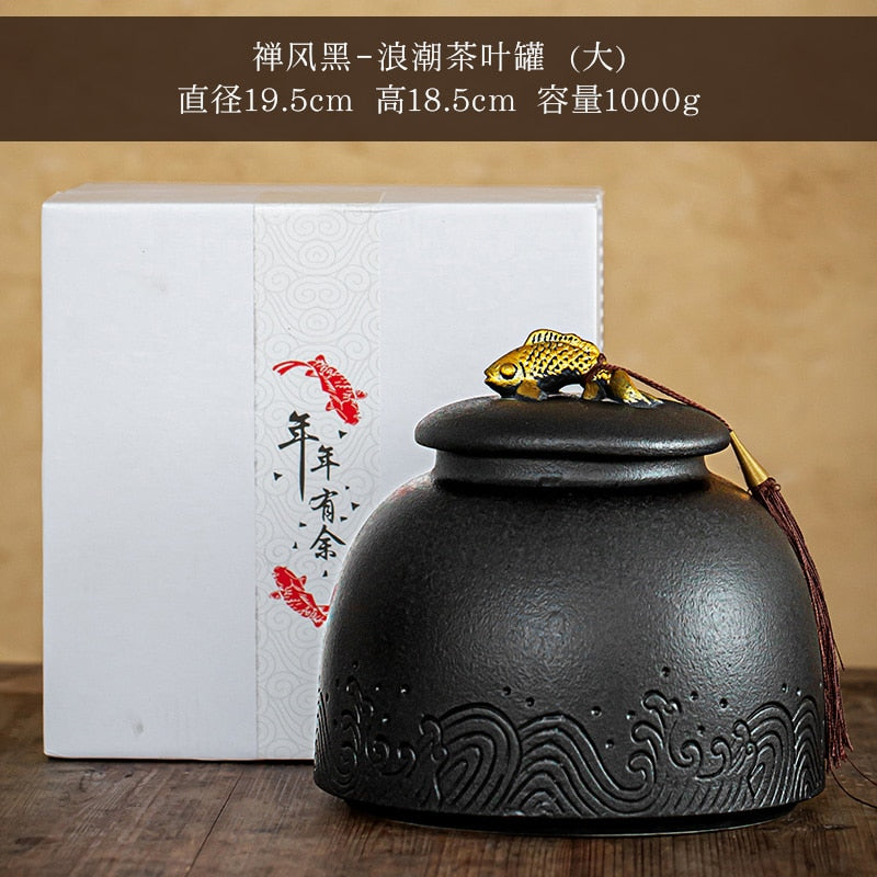 Boîtes de thé en céramique chinoise, grand pot hermétique, boîte à thé, pot de stockage, caddie à thé, conteneur de thé, organisateur de nourriture, pots de bonbons, bouteille de stockage