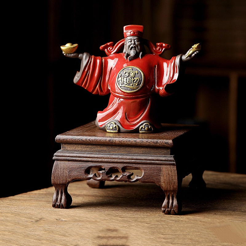 Keramik gud af formue karakterstatue ornament ， kinesisk stil stue veranda kontor heldig Buddha statue