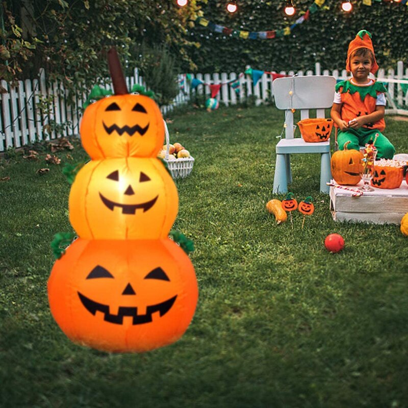120 cm Giant Halloween Pumpkin Ghost Ghost LED gonfiato giocattoli illuminati 3 jack-o-lanterns yard graden decorazione domestica per feste aeronautica