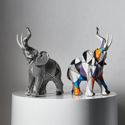 Måla konst elefantskulpturer och figurer modern dekoration hem harts djurstaty nordiskt vardagsrum nordisk inredning