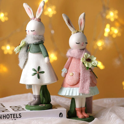 Cartoon Cute Rabbit Home Table Resin Ornaments Bunny Easter Party Happy Easter Day Decor 2023 Kids HGril Rabbit Party Gift Favor