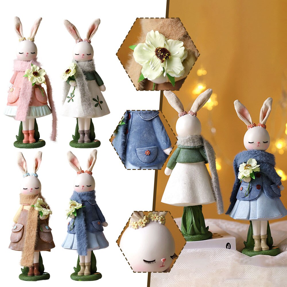 Décoration de pâques en forme de lapin, Figurine de lapin mignonne, artisanat en résine, ornement de salon et de bureau, Statue de lapin, décor de pâques pour la maison, 2023 
