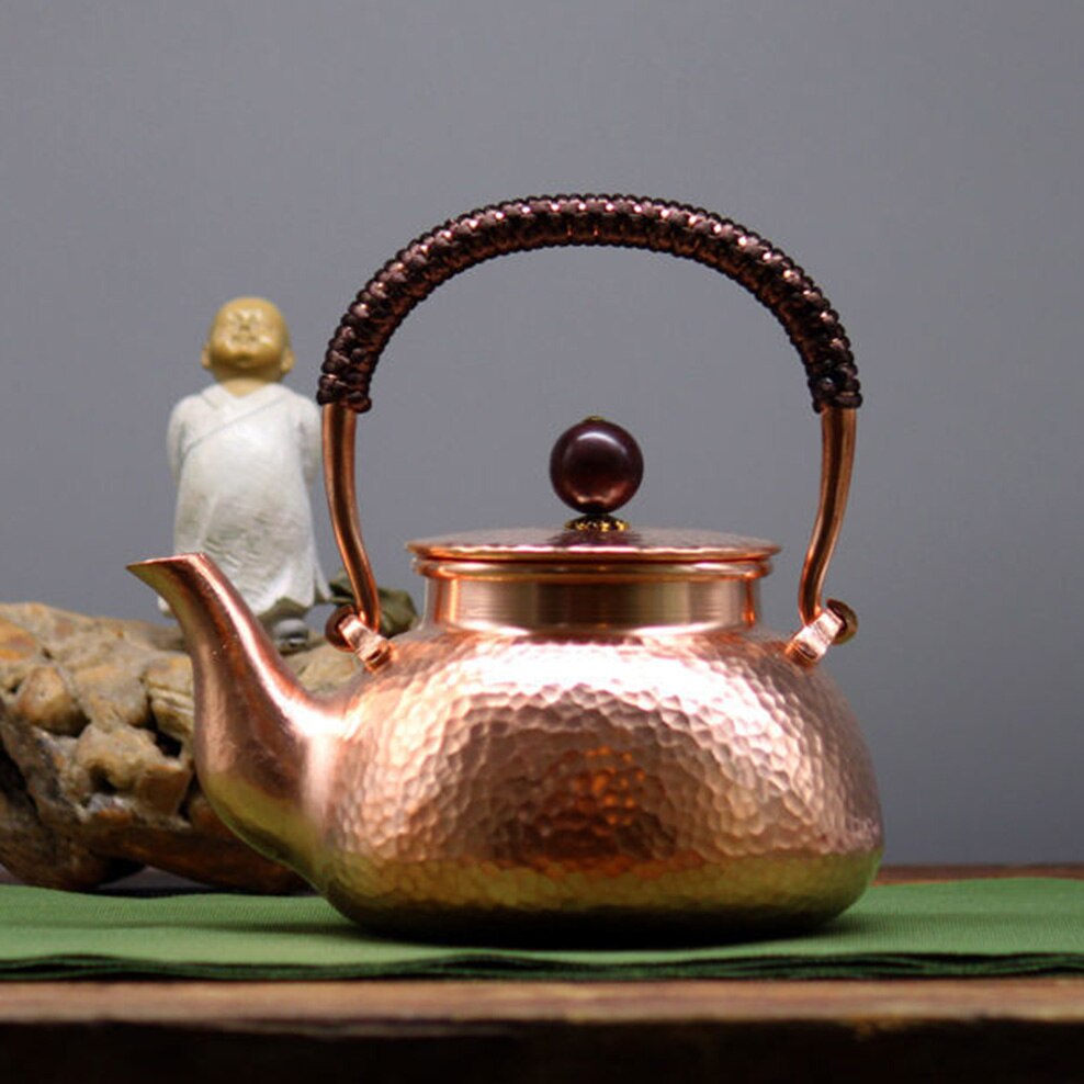 500 מ"ל סיר נחושת עתיק בעבודת יד לבית קומקום טהור קומקום רותח טהור קומקום נחושת אדום קומקום בריאותי תה קומקום