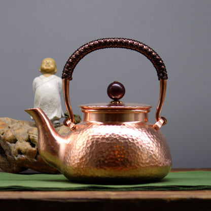 500ml el yapımı antika bakır tencere ev için saf bakır kaynama su ısıtıcısı kalınlaşmış kırmızı bakır çaydanlık sağlığı çay su ısıtıcısı