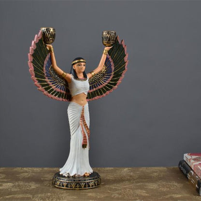 Forntida Egypten God Statue Harts Crafts Wing Candleholder Goddess Art Sculpture Home Decoration Souvenirs Gift