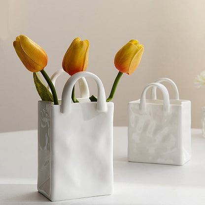 Vase à fleurs Portable nordique en céramique, accessoires de décoration moderne pour la maison, décoration de salon, ornements de jardin et de chambre à coucher 