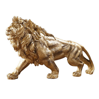 Golden Lion King Resin Ornament Home Office Desktop Animal Statue Dekoration Tilbehør Stue Home Decoration Ornament