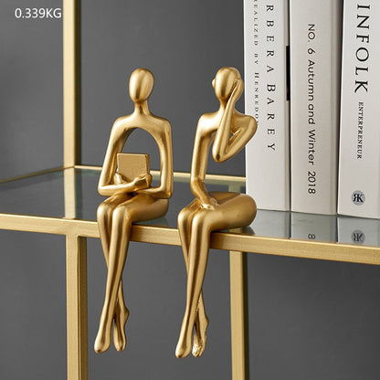 Figurer for interiør moderne hjem dekorasjon abstrakt skulptur luksus stue dekor desk tilbehør gylden figur statue