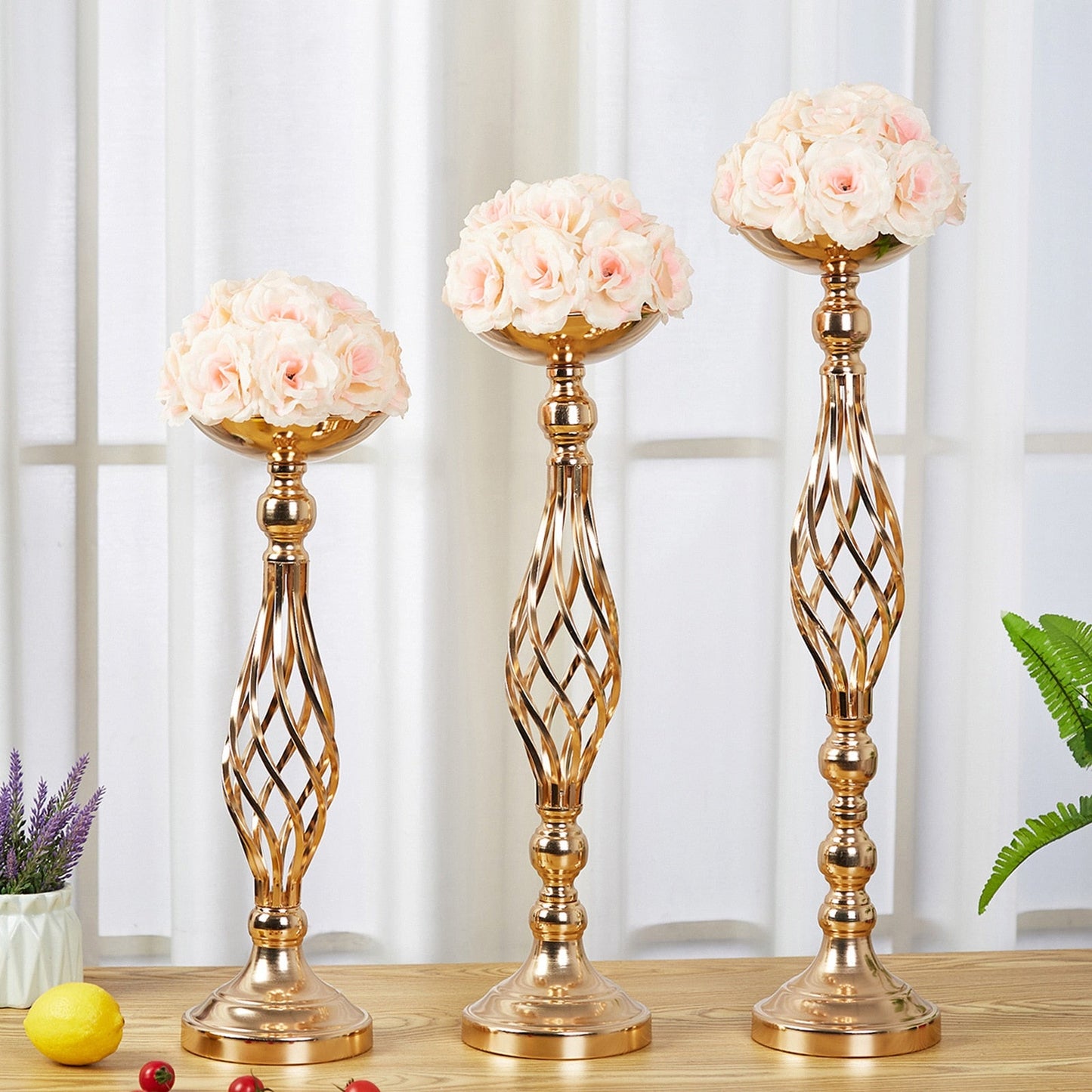 Tables bougeoir ornements or en fer forgé Vase bougeoir mariage fleur articles accessoires de mariage décor à la maison 