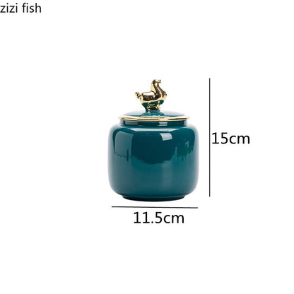 Чайная олова крышка животных Керамическая герметичная банка для хранения танки с таком чай