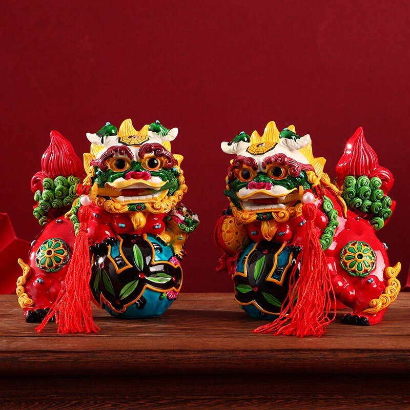 Kinesiska stilegenskaper förbjudna stadskulturell och kreativ drake lejon souvenir prydnad kreativ smycken gåva