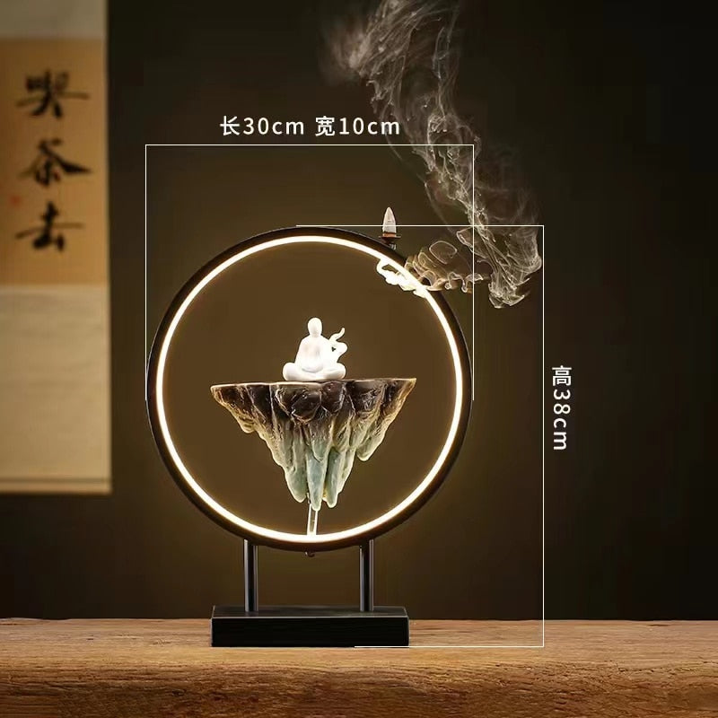 백 플로 향이 버너 가정용 LED 조명 반지 거실 세라믹 녹는 양초 버너 창조적 중국 가정 장식