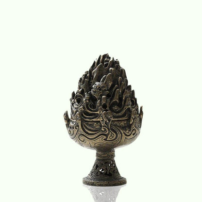Buddhistisk sans messinglegering kegle røgelse brænder bronze censer te ceremoni antik ornament boligindretning traditionel turible