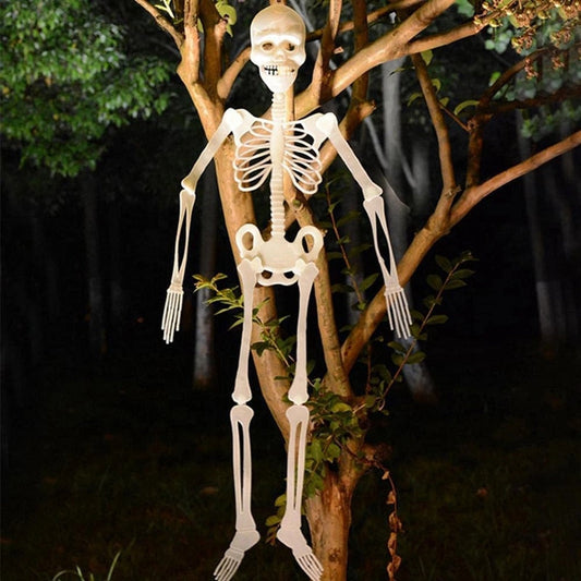 Scary Halloween rekvisitter Lysende hængende skelet Halloween Party Home Outdoor Yard Garden Decoration Movable Glow Fake Skull