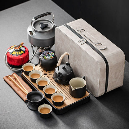Matkusta kiinalainen teesarja täydellinen teekannu Gaiwan -seremonia, joka tarjoilee kung fu -keraamisen teekuppi -infuser -lahja Taza de te the Drinkware