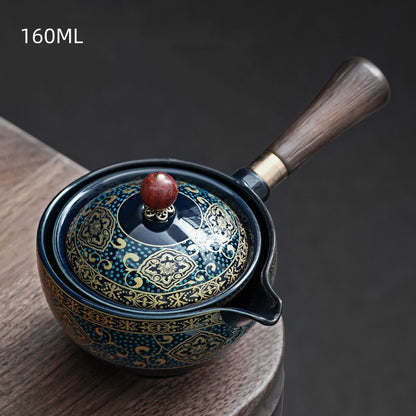 Tetera de vidrio de cerámica Gongfu Té Té 360 Rotación Té de té tetera individual para té