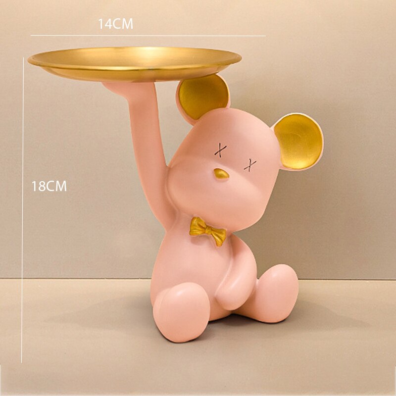 Nordic Style Resin Bear Tray Home Living Room Bedroom Key Storage Decoration Decoration Candy Container Animal Statue Decoration