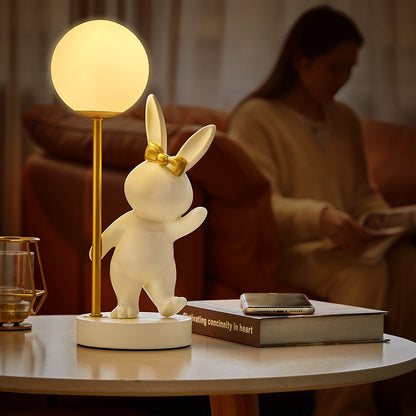 Lámpara de mesa de conejo nórdica de la mesa de lujo Flights Night Lights Ins Lindo Bunny Bedroom Atmósfera Led Night Light
