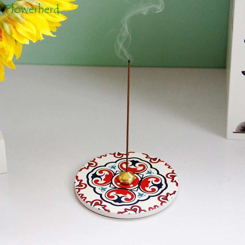 Brûleur d'encens imprimé en couleur créative, porte-encens en céramique, porte-encens Arabesque du moyen-orient, brûleurs d'encens
