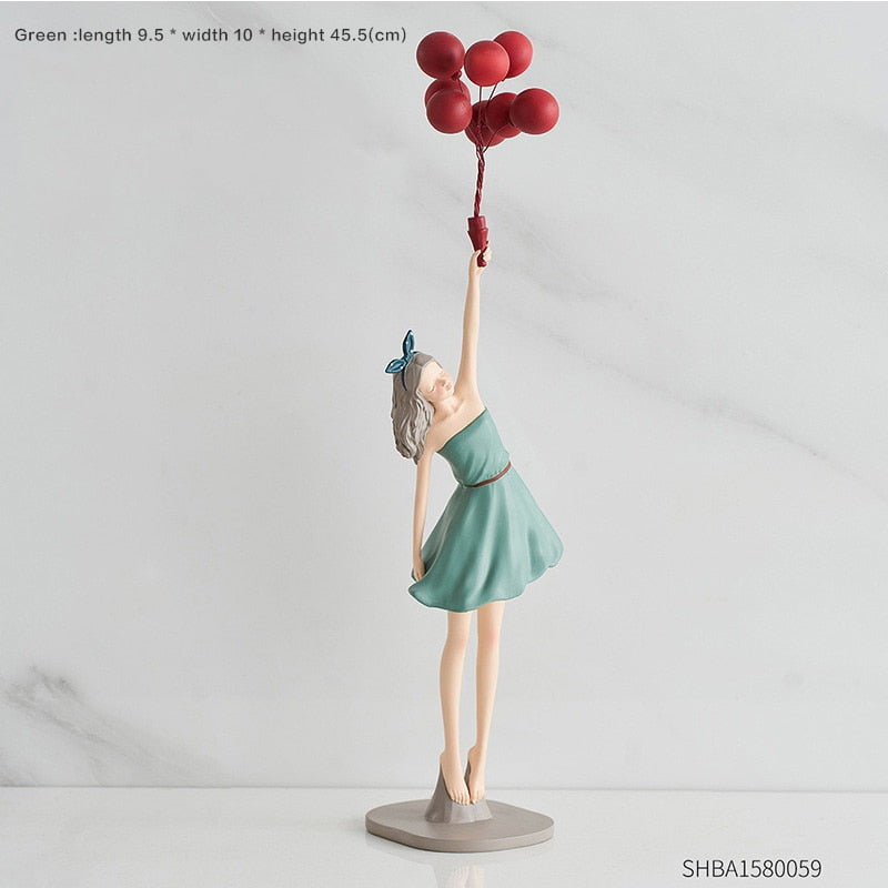 Modern Cute Balloon Girls Resin Hiasan Rumah Perceraian Kraf Patung Patung Meja Patung Hiasan Rak Buku Arca Craftsd