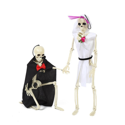 1 set Halloween Skeleton Bride and Groom Horror Human Bones Hiasan Skeleton Hiasan Parti Halloween Favors Props Scary
