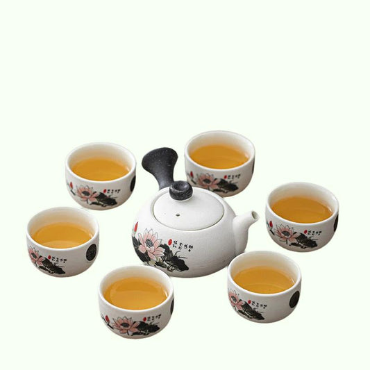 Snowflake Glaze Ceramic Kung Fu Tea Set Present Box Teaware Pottery Creative Tea Pot and Cup Set Tea Cup Set of 6 Chinese Tea Set