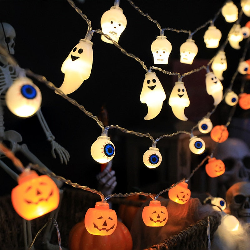 1,5m 10led Halloween String String Skull Skull Balls Eye Balls Ghost Festival Party Festival Lantern truque ou tratamento de feliz dia de Halloween decoração