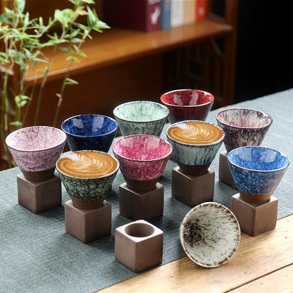 Tasse à café conique en grès de 200ml, 1 pièce, tasse à café en céramique créative vintage, tasse à eau améliorée