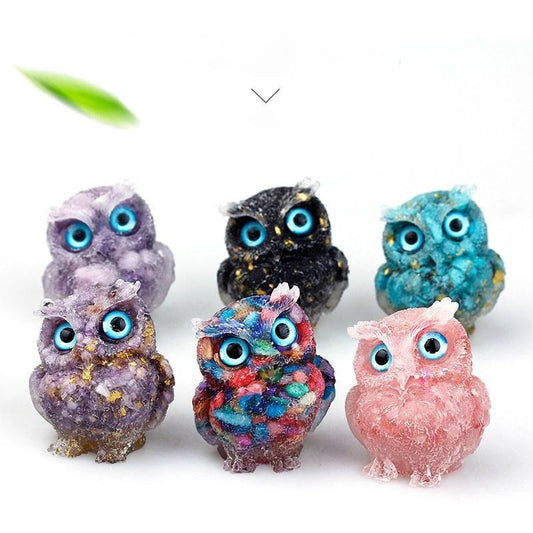 1PCS NWE Crystal Stone Gravel Owl Animal Crafts Ručně vyrobené malé figurky DIY pryskyřice stůl výzdoba domácí výzdoba sběr dárků 2023
