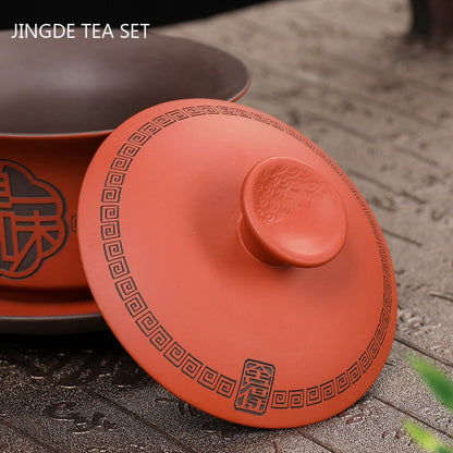 Wysokiej jakości fioletowy gliniany herbat gaiwan ręcznie robiony przenośny twórca herbaty chińska tradycja herbaty herbaciarnia herbaciarnia i zestaw spodków