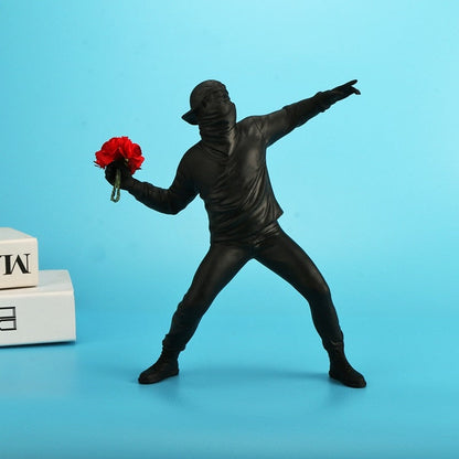 Żywica Banksy rzeźby kwiat Momor Statua Bomber Dom Dekoracja akcesoria