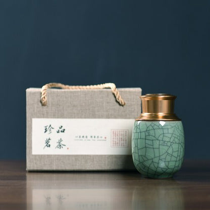 Ceramic Tea Caddy Metal Copertura Scatola da tè sigillata con scatola da regalo Organizzatore di tè per tè Organizzatore di caramelle Canta