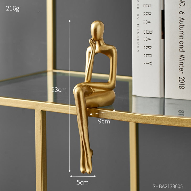 Estatuetas para interiores Modern Home Decoration Abstract Sculpture Sculpture Luxury Living Room Decor Acessórios de mesa de ouro estátua de figura dourada