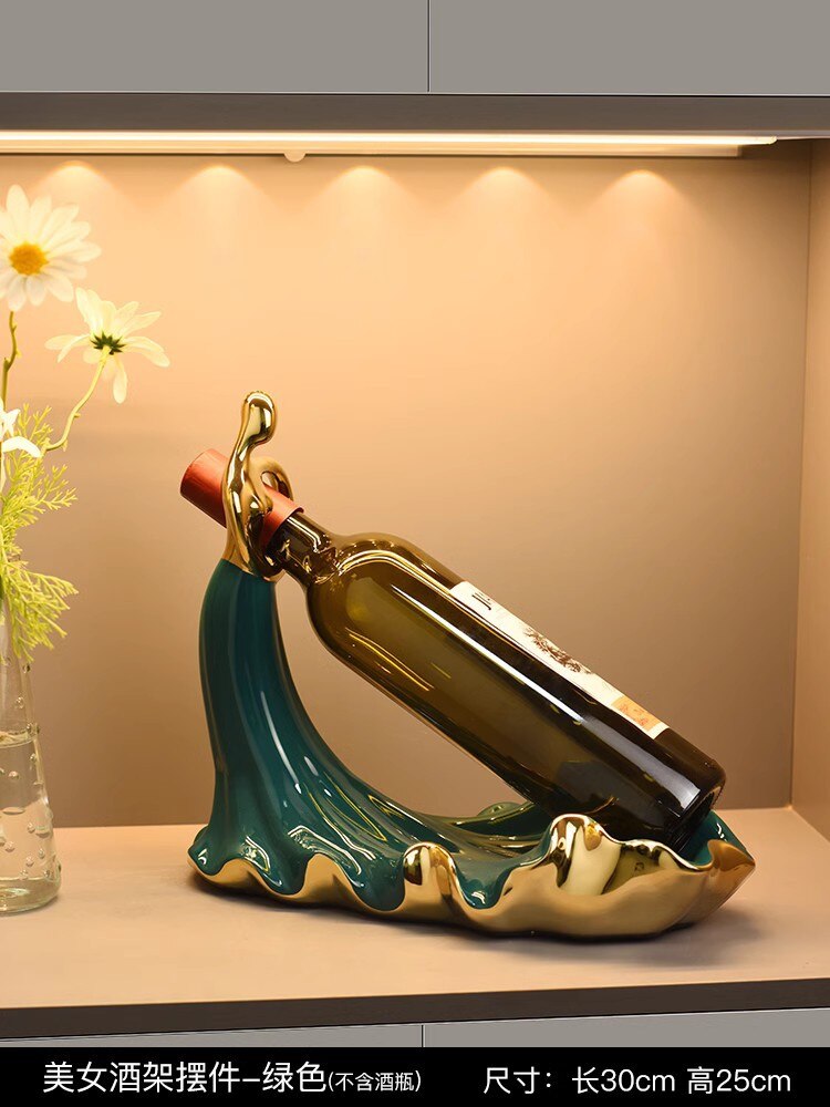 Heminredning Abstrakt kvinna Vinflaskor rackhållare porslin hantverk lyxbar bänkbord ornament TV skåp dekoration gåva